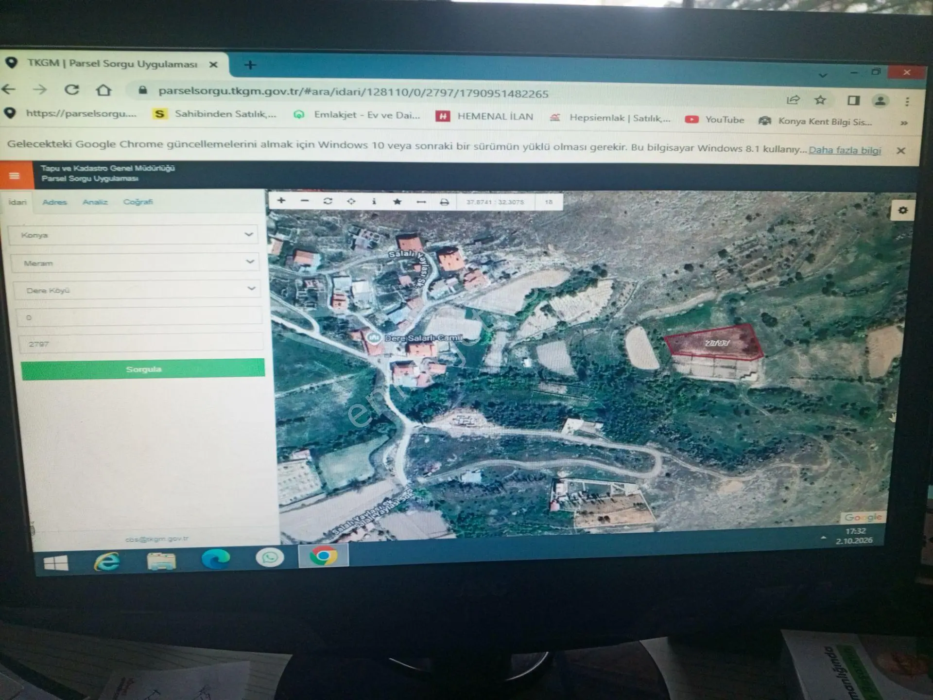 Konya Meram Dere Mah. Salalı Yalasında 1500 M2 Müstakil Bahçelik Satılık Arazi — fotoğraf 4