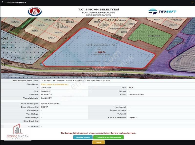 Özkoç'tan Malıköy Sanayi Yakını 218 Metre 0.60 Emsal Okul Arsası — fotoğraf 6