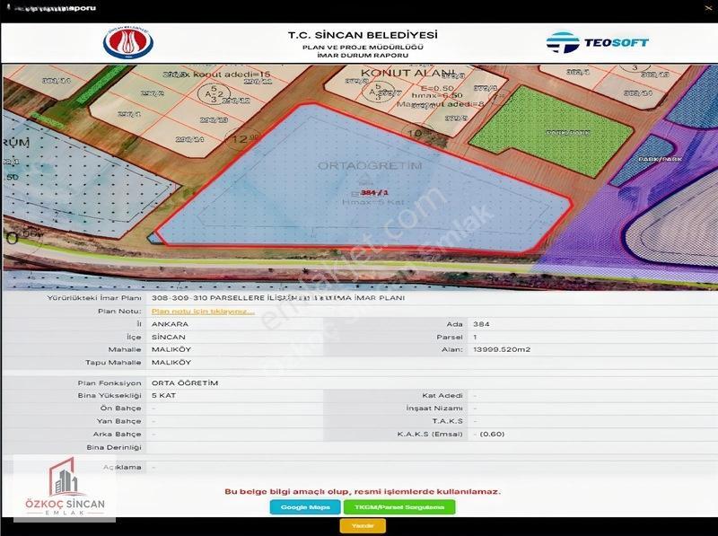 Özkoç'tan Malıköy Sanayi Yakını 218 Metre 0.60 Emsal Okul Arsası — fotoğraf 29