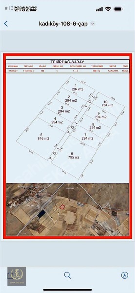 Tekirdağ Kadıköy'De 294 M2 Arsamız Çaplı Ve Muvakatneme Si Mevcu