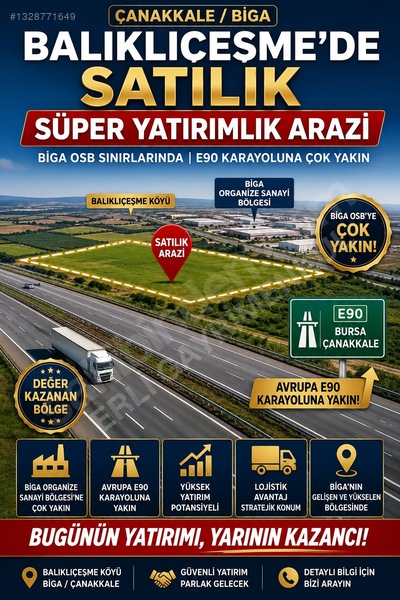 Biga Balıklıçeşme'de E-90'a Yakın,harika Konumda Müstakil Parsel — fotoğraf 13