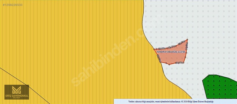 Kandıra Kabaağaç Köyünde 1580 M2 % 5 İmarlı Yollu Tarla