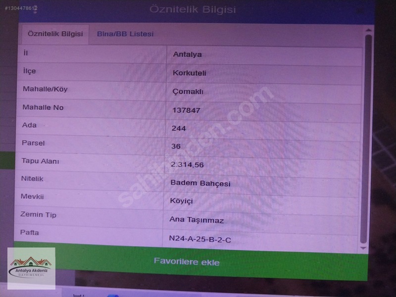 Korkuteli Çomaklıda Badem Bahçesi