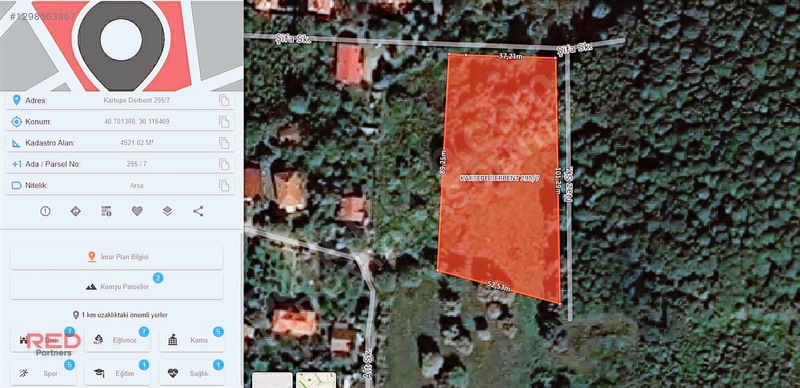Kartepe Derbent Satılık Arsa 4521 M2 Yola Üç Cepheli Parsel — fotoğraf 5