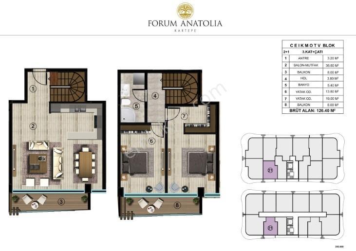 Atlas Emlak Satılık 2+1 Çatı Dubleks Zeray Forum Anatolia — fotoğraf 35