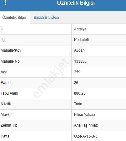 Antalya Korkuteli Avdan Satılık Tek Tapu 880m2 Arazi — fotoğraf 6