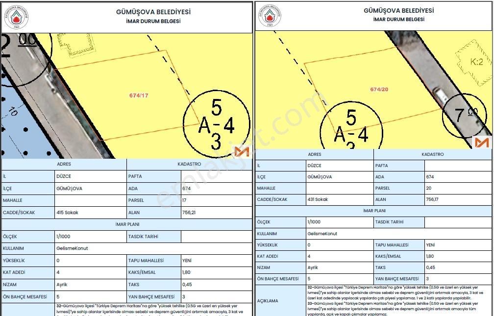 Gümüşova Toki Yanı 756+756 M² 4 Kat İmarlı Satılık Arsalar — fotoğraf 13
