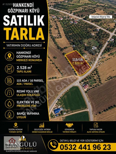 Hankendi, Gözpınarı Köyü / Resmi Yol / 2.528 M2 / Satılık Tarla