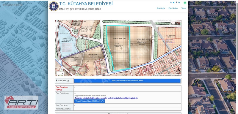 Artı'dan Yoncalı Turizm Alanında 2033 M2 Satılık Hisse