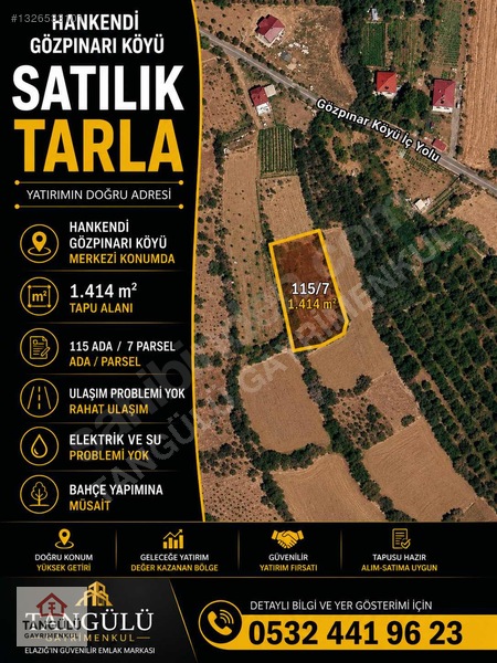 Hankendi, Gözpınarı Köyü / 1.414 M2 / Satılık Tarla