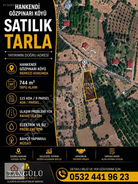 Hankendi, Gözpınarı Köyü / 744 M2 / Bahçe Yapımına Uygun Tarla