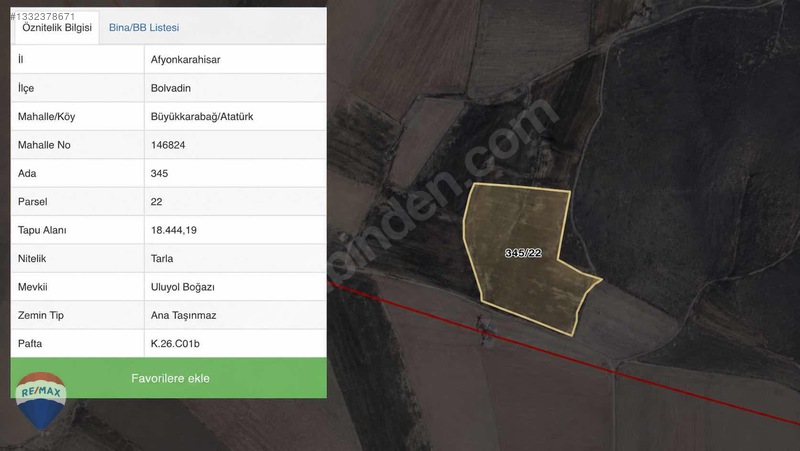 Afyon Bolvadin Resmi Yola Cepheli 18444m2 Satılık Tarla — fotoğraf 2