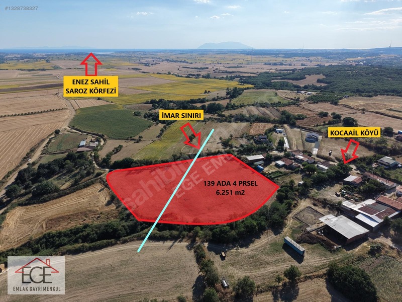 Ege Emlak Tan Enez Kocaali'de İmarlı 6.251 M2 Satılık Arsa — fotoğraf 2
