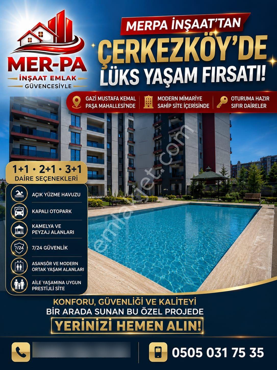 Çerkezköy/*** Mer-pa İnş.*** Gazi Mustafa Kemal Paşa'da Site İçerisinde/ İskanlı Sıfır 3+1 — fotoğraf 32