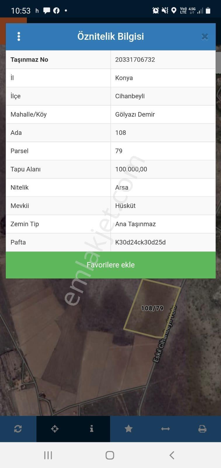 Konya Cihanbeyli Gölyazı Demir Mah 235m2 Satılık Arsa — fotoğraf 18