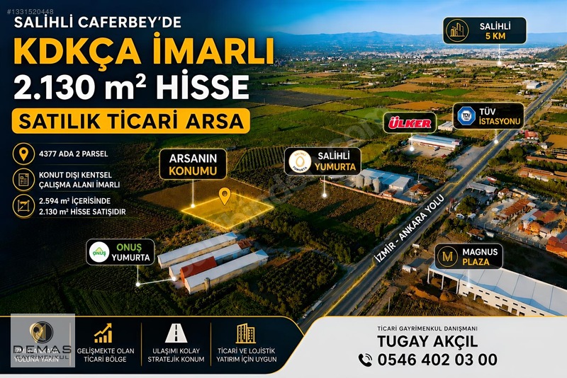 İzmir-Ankara Yoluna Yakın Kdkça İmarlı Satılık Ticari Arsa