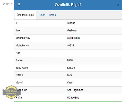 Burdur Yeşilova Büyükyaka Köyünde 525m2 Yatırımlık Satılık Tarla — fotoğraf 8