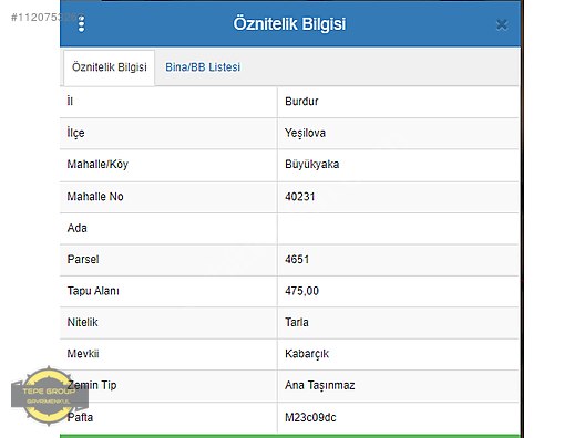Burdur Yeşilova Büyükyaka'da 475 M2 Tek Tapu Satılık Tarla — fotoğraf 6