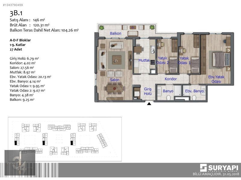 Sur Yapıda İnşaattan 3+1 146 M2 Satılık Daire