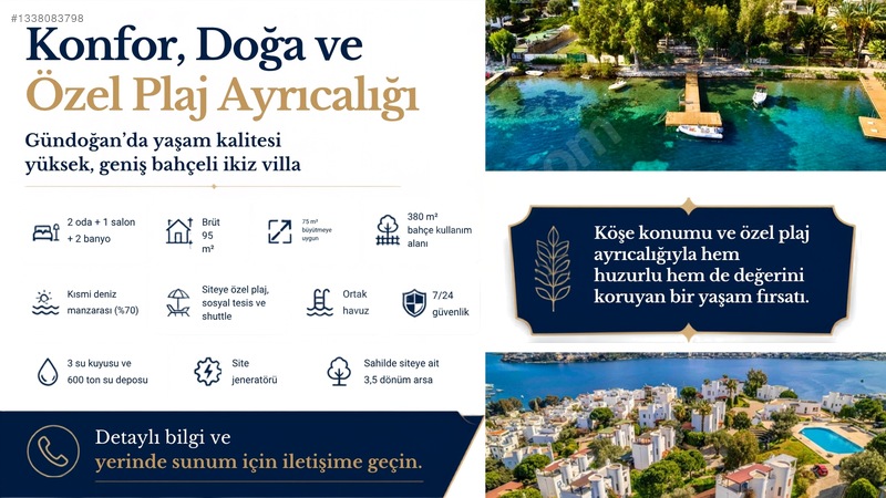 Gündoğanda Geniş Bahçeli Özel Tapulu Plajlı Fırsat İkiz Villa — fotoğraf 32