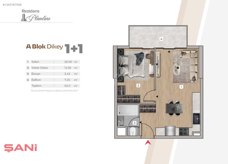 Ap Beytepe Plus Projesi 1+1 Daire I 444 8 908