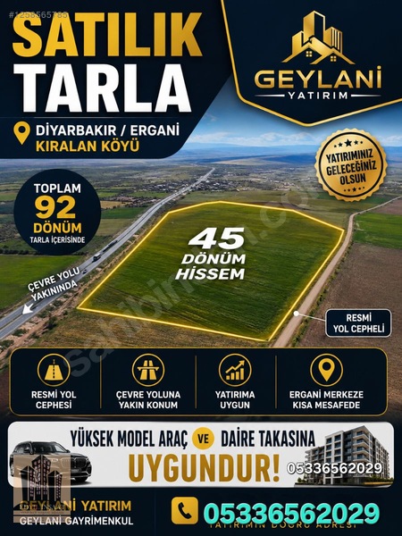 Geylani Emlaktan Diyarbakır Ergani Kıralan Köyünde Satılık Tarla — fotoğraf 27
