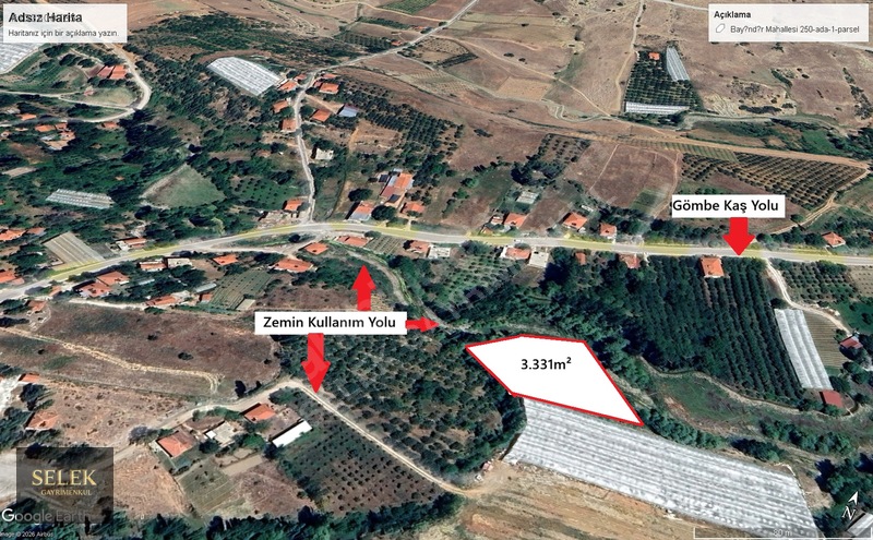 Selek Gayrimenkul' Den Kaş Gömbe Bayındır Mah. 3.331m² Satılık T