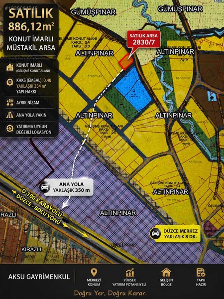 Aksu Gayrimenkulden Altınpınarda 886 M² Konut İmarlı Arsa — fotoğraf 4