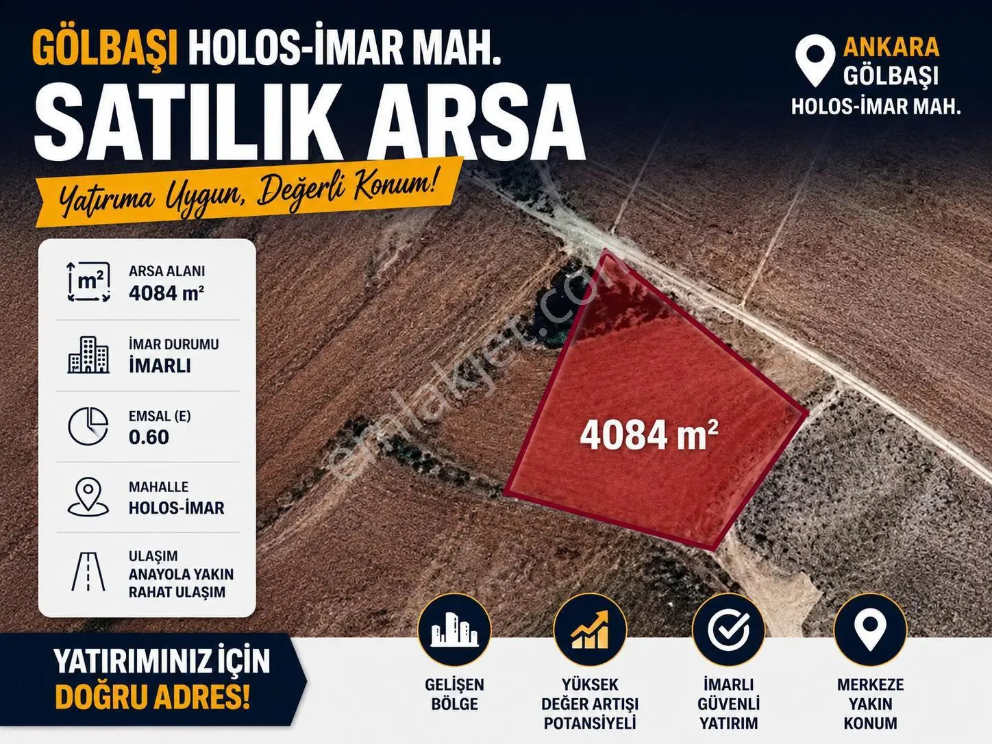 Holos-imar Mahallesinde 4.084 Metre Kare Satılık Arsa