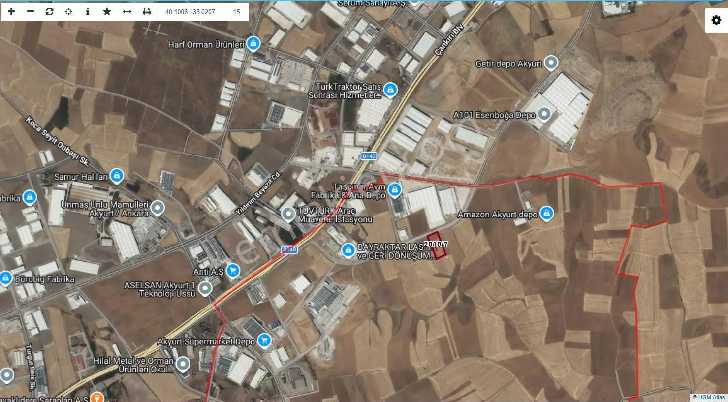 Ankara Akyurt Çınar Mah. Aselsan Yanı 8.850 M² Sanayi İmarlı Fabrika Arsası — fotoğraf 2