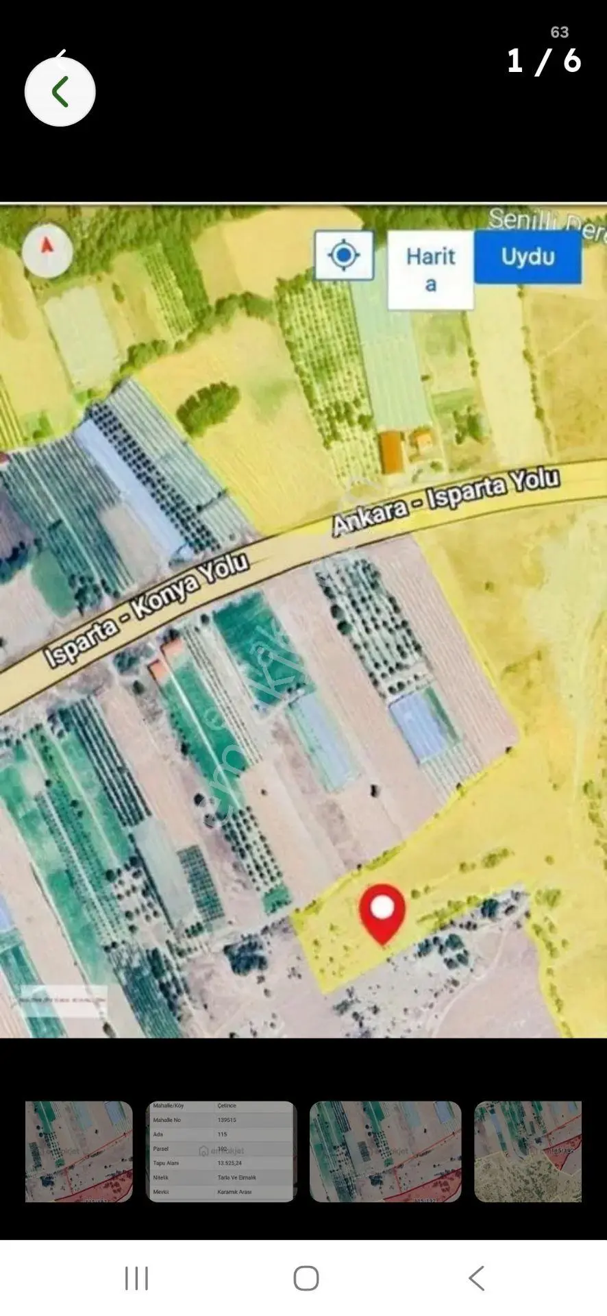 Isparta Yalvaç Çetincede Yerleşim Yeri İçinde 13500M2 Kısmen Elma Bahçesi Süper...