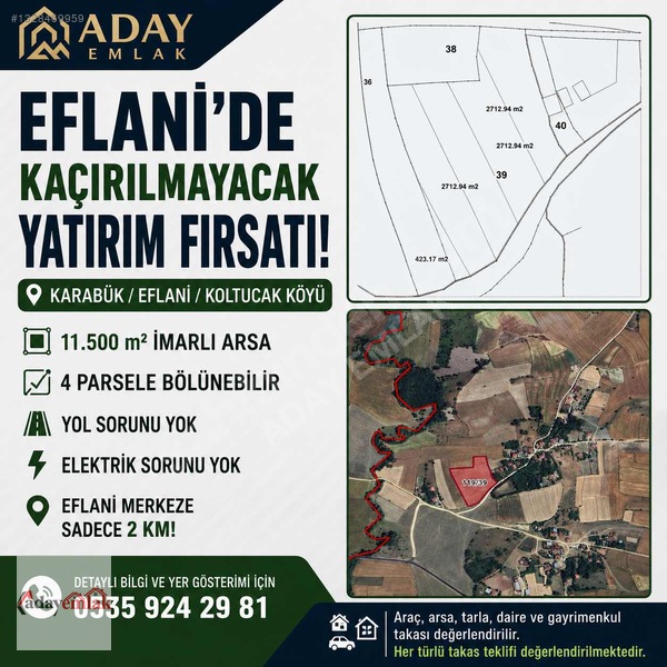 Yatırımcılar Dikkat! Eflanide 11.500 M² İmarlı,fırsat Arsa — fotoğraf 3