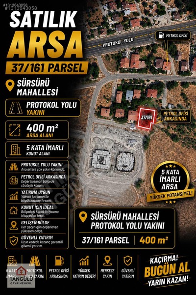 Protokol Yolu, Petrol Ofisi Arkası 400 M2 İmarlı Arsa