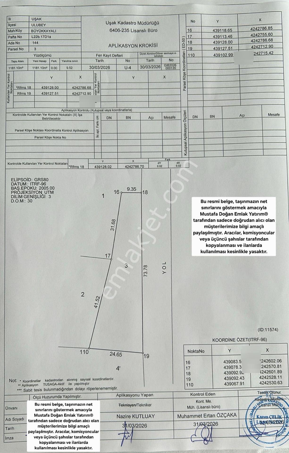 Uşak Ulubey Büyükkayalı'da 1181m² Köyiçi Kupon Arsa 944m² Konut İmarlı. Açıklamada. Tapuda Buluşuyoz — fotoğraf 6