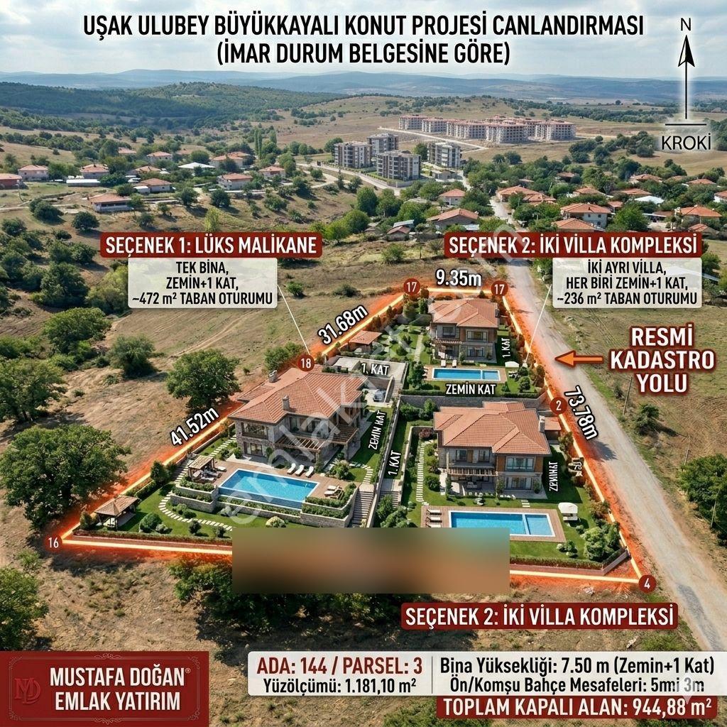 Uşak Ulubey Büyükkayalı'da 1181m² Köyiçi Kupon Arsa 944m² Konut İmarlı. Açıklamada. Tapuda Buluşuyoz — fotoğraf 8