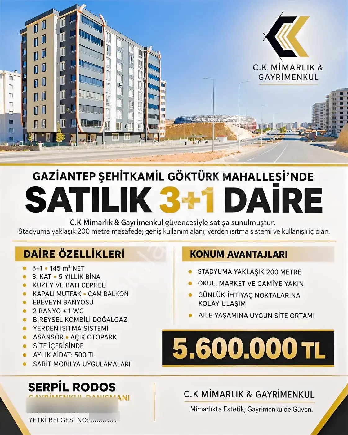 C.k Dan Göktürk Mahallesinde Lüks 3+1 Satılık Daire — fotoğraf 32