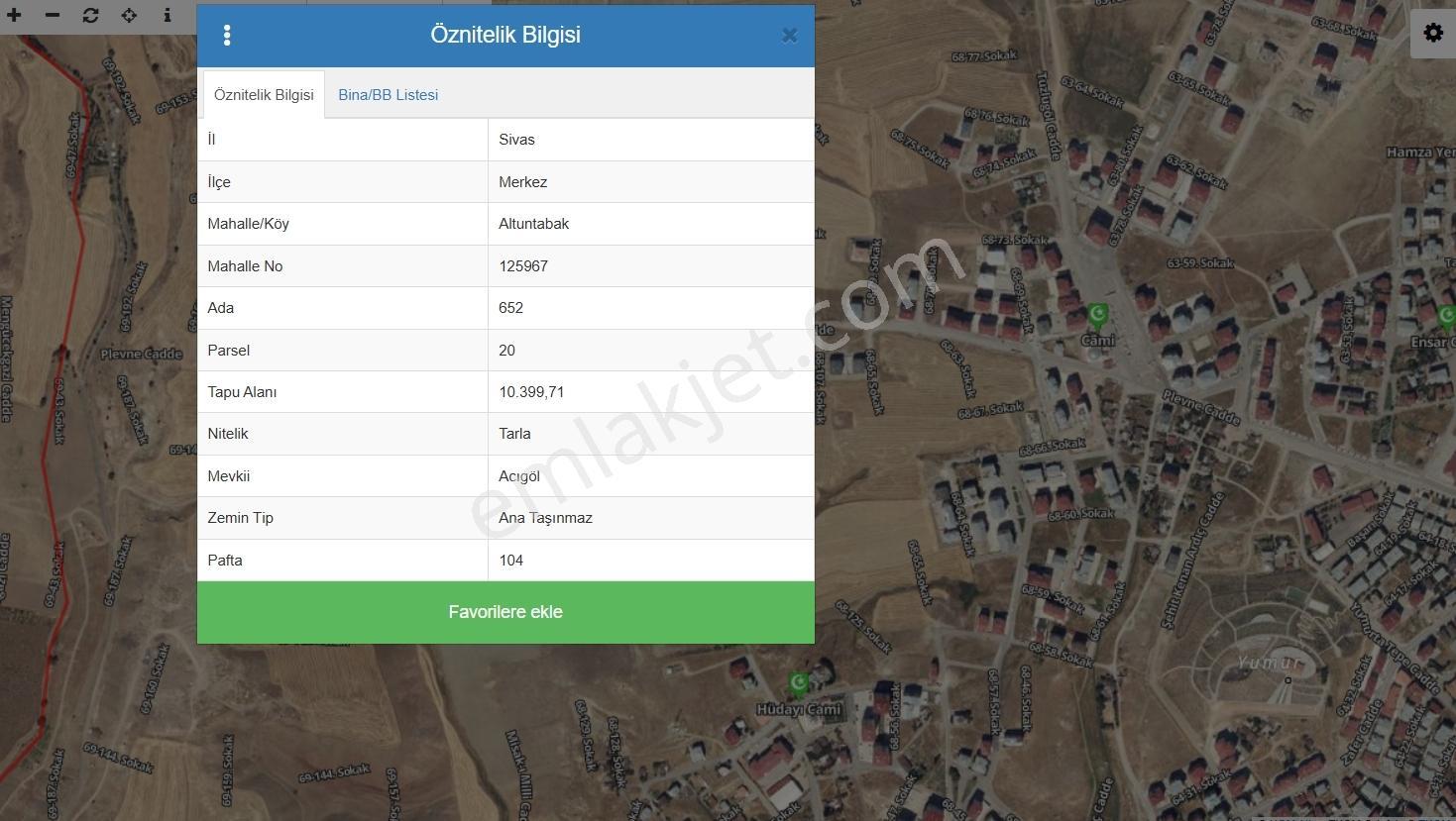 C.K'Dan Altuntabal Mahallesinde Ticari İmarlı Tarla Hissesi