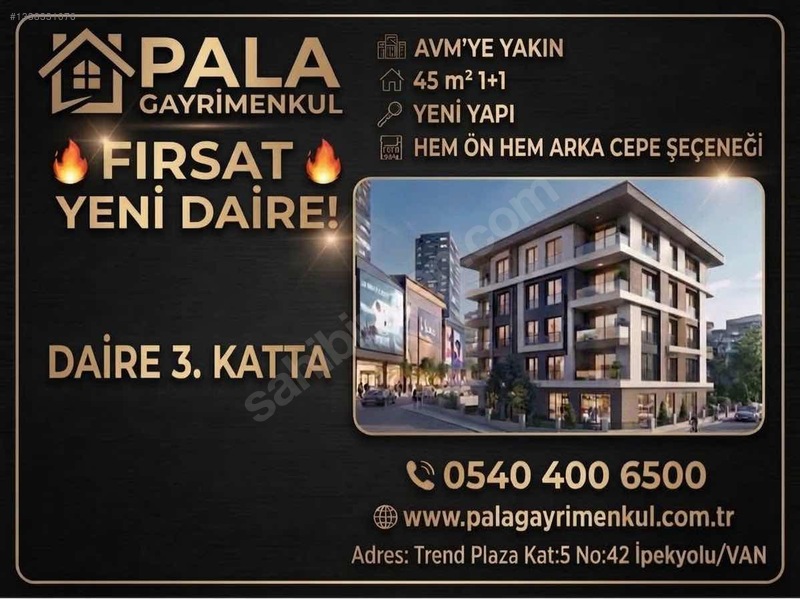 Pala Gayrimenkul' Den Satılık Merkezi Konumda Daire 3.Kat