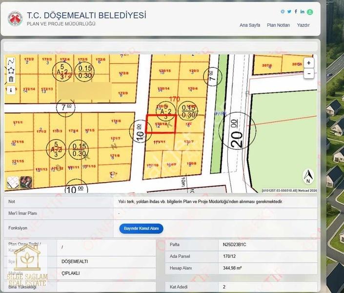345m2 2 Kat Villa İmarlı Döşemealtı Çıplaklıda Arsa — fotoğraf 2