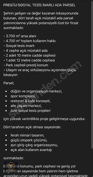 Sosyal Tesis İmarlı Arsa Mükemmel Konum — fotoğraf 2