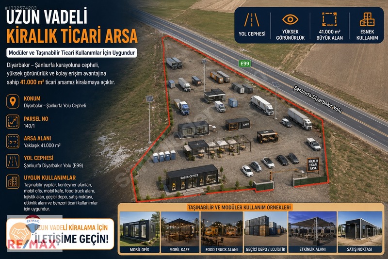 Diyarbakır Şanlıurfa Yolu Cepheli Kiralık Ticari Arsa — fotoğraf 2