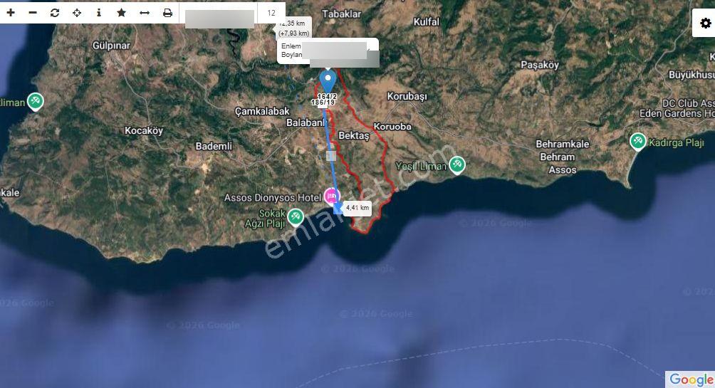 Asos Bektaş Köyünde Satılık Arsa