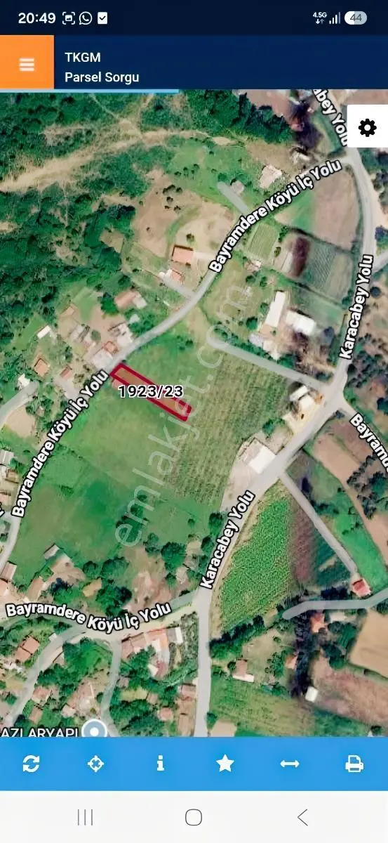 Karacabey Bayramderede 750 M² Tek Tapu Satılık Arsa