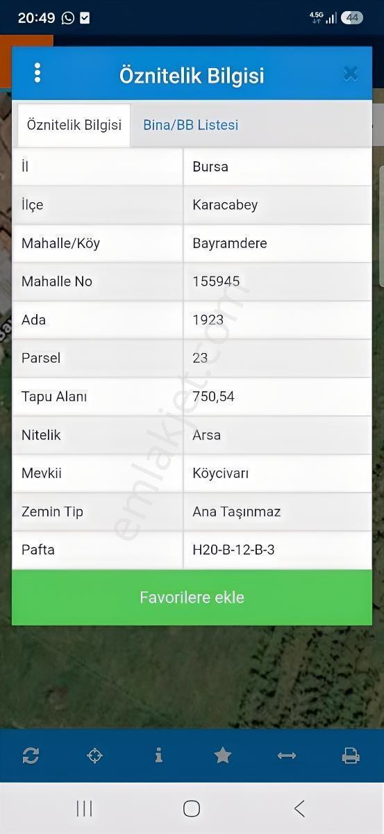Karacabey Bayramderede 750 M² Tek Tapu Satılık Arsa — fotoğraf 3
