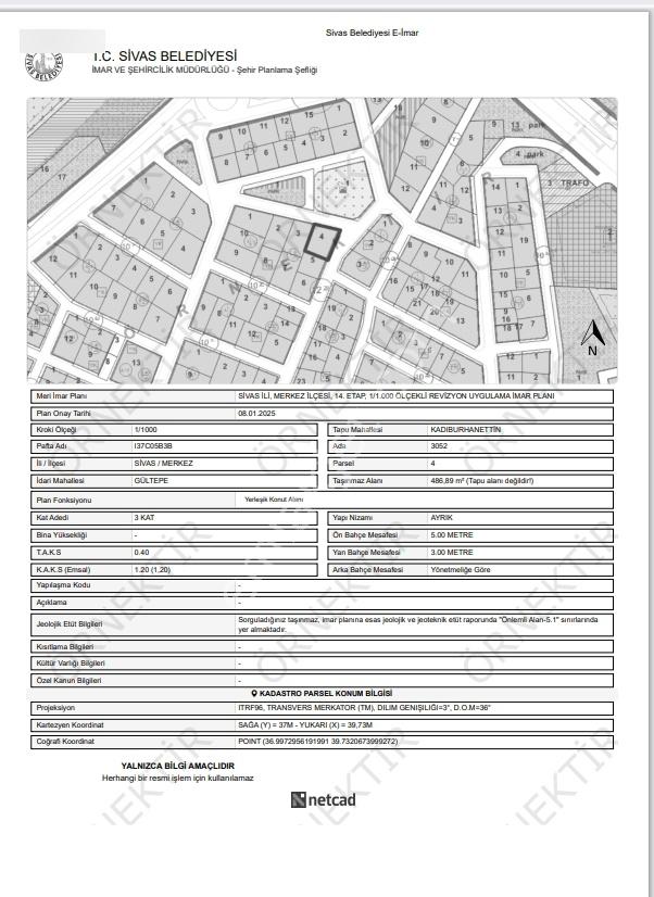 Sivas Gültepe Mahallesinde 3 Kata Müsadeli 222 M² Satılık Arsa