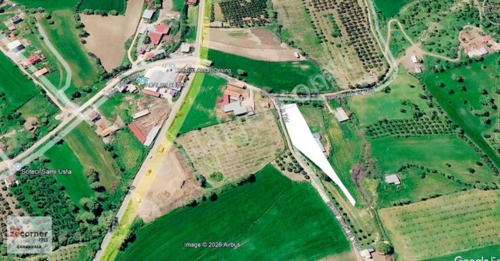 Çanakkale Merkez Işıklar Köyü Yola Cepheli Satılık 2637M2 Tarla