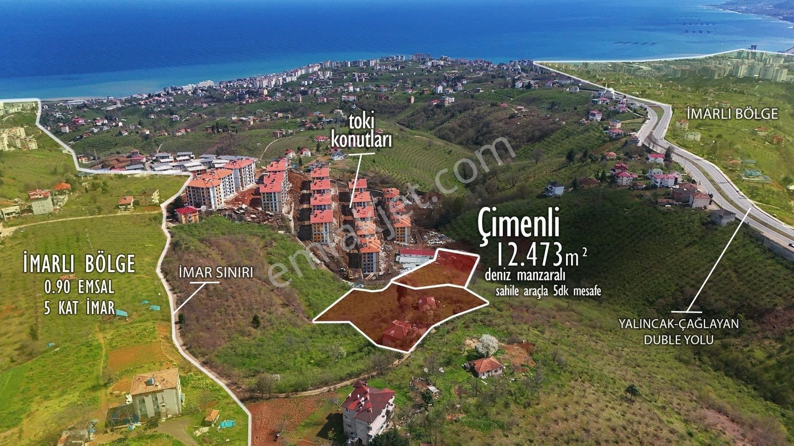 Trabzon - Çimenli'de Deniz Manzaralı 12.473m² Satılık Arsa — fotoğraf 2