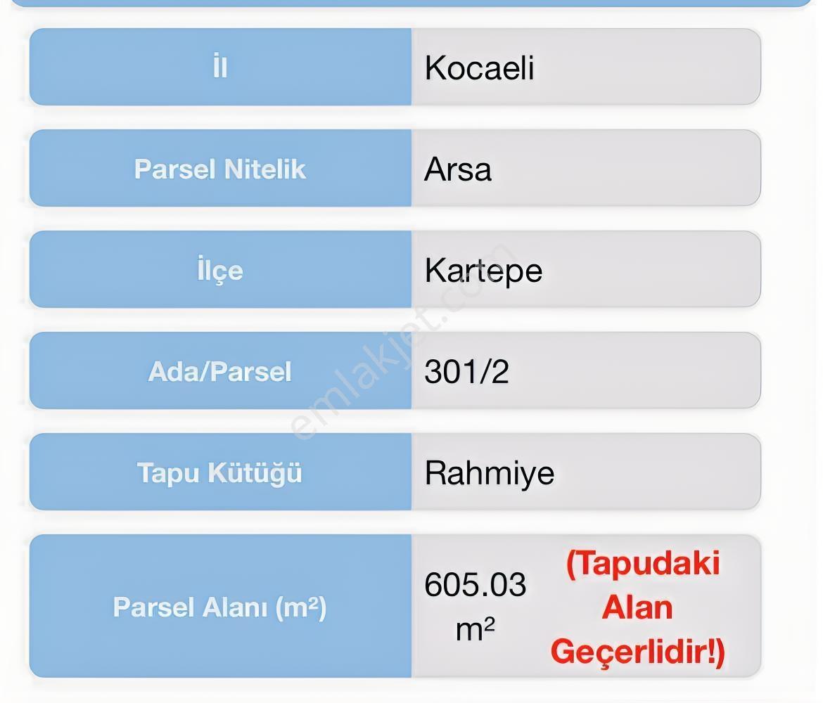 Kartepe Rahmiyede T3 Ticari İmarlı 605 M² Arsa.3 Kat.0.60 Emsal — fotoğraf 29