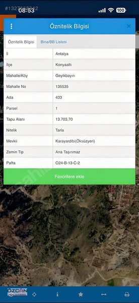 Geyik Bayırında 1574 M2 Tarla