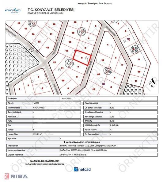 Konyaaltı Çağlarca'Da 2Kat İmarlı 374M² İyi Konumda Satılık Arsa — fotoğraf 4